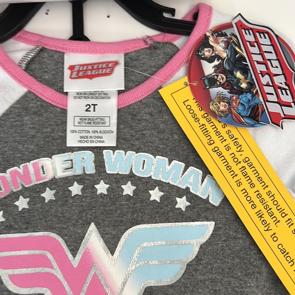 Justice League Little Big Girls 4 piece Sleepwear Pajama Set 2T - Picture 3 of 7